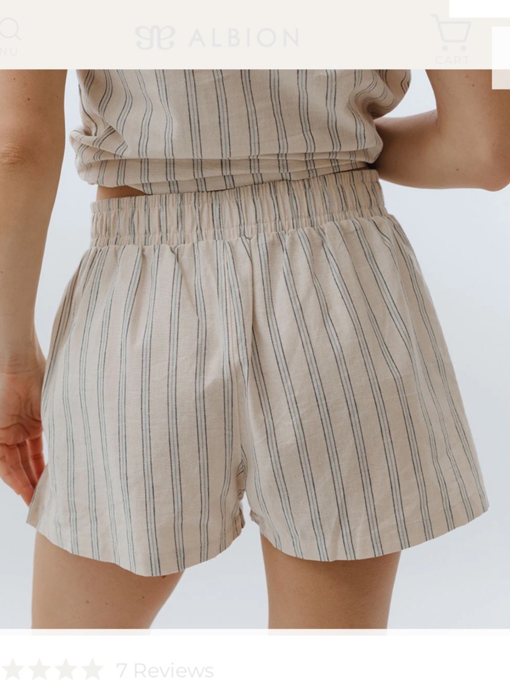 Albion Fit Cabana Shorts Linen Cotton Large L Blue Stripe High Waist Coastal - Picture 5 of 9